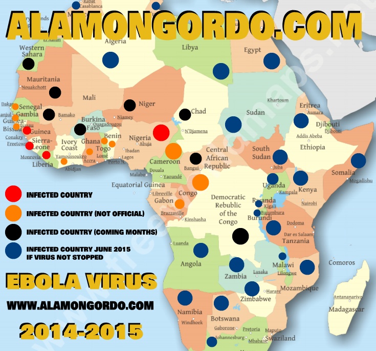 Ebola Virus spreading map pandemic 2014 2015 - http://www.alamongordo.com/ebola-virus-timeline/ 